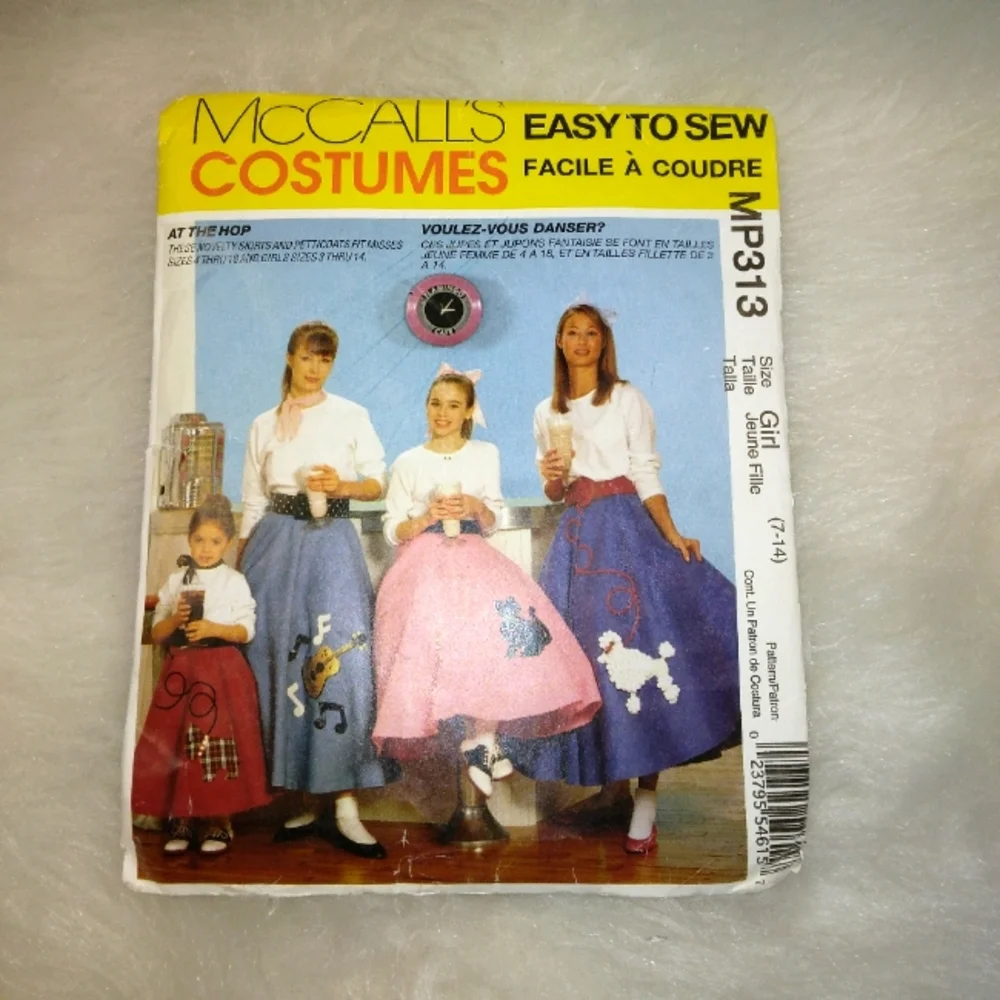 McCall's MP313 Girl 7-14 Easy to Sew Costume Poodle Skirt w/Poodle Applique
